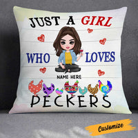 Personalized Girl Loves Chicken Peckers Pillow JR72 24O23 thumb 1
