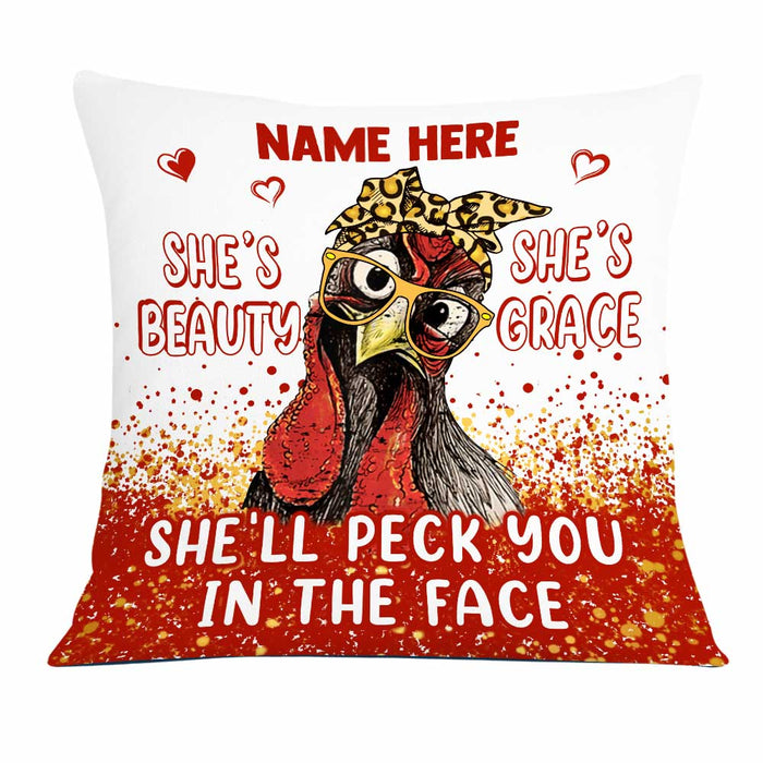 Personalized Chicken Girl Beauty And Grace Pillow JR75 95O23 1