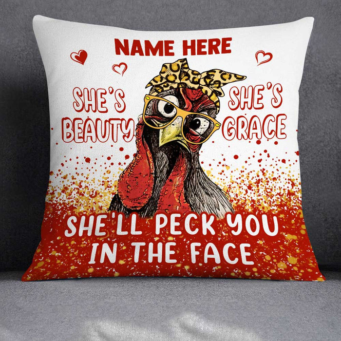 Personalized Chicken Girl Beauty And Grace Pillow JR75 95O23 1