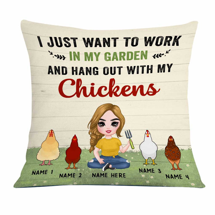 Personalized Chicken Girl Work In The Garden Pillow JR76 95O23 1