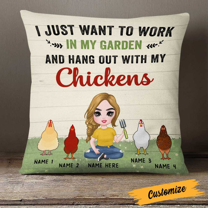 Personalized Chicken Girl Work In The Garden Pillow JR76 95O23 1