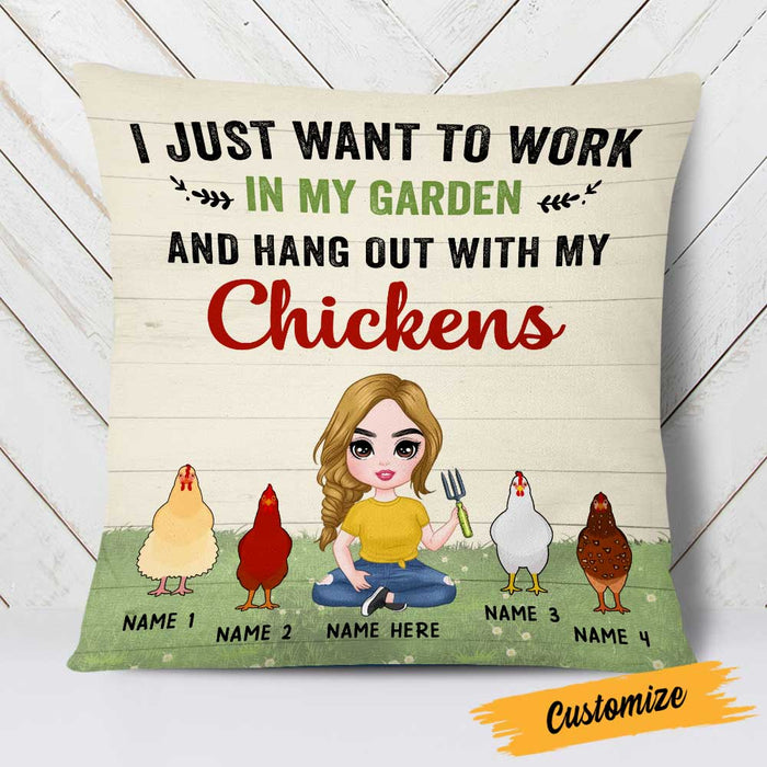 Personalized Chicken Girl Work In The Garden Pillow JR76 95O23 1