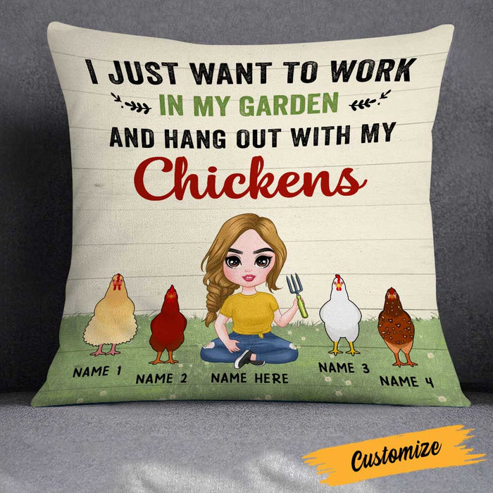 Personalized Chicken Girl Work In The Garden Pillow JR76 95O23 1