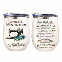 Personalized Sewing Room Rules Wine Tumbler DB149 81O47 thumb 1