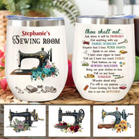 Personalized Sewing Room Rules Wine Tumbler DB149 81O47 thumb 1