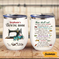 Personalized Sewing Room Rules Wine Tumbler DB149 81O47 thumb 1