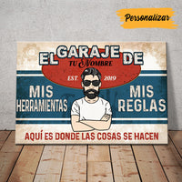 Personalized Grandpa Dad Garage Man Cave Spanish Garaje Poster DB311 87O53 thumb 1