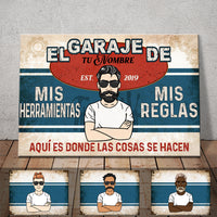 Personalized Grandpa Dad Garage Man Cave Spanish Garaje Poster DB311 87O53 thumb 1
