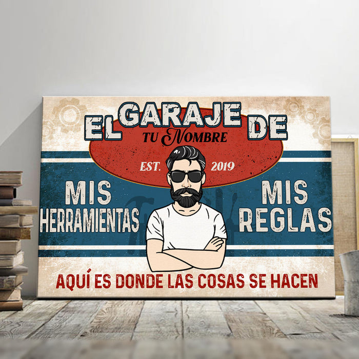 Personalized Grandpa Dad Garage Man Cave Spanish Garaje Poster DB311 87O53 1