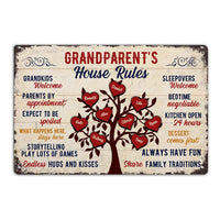 Personalized Grandma Grandpa Grandparents House Rules Metal Sign JR73 85O32 thumb 1