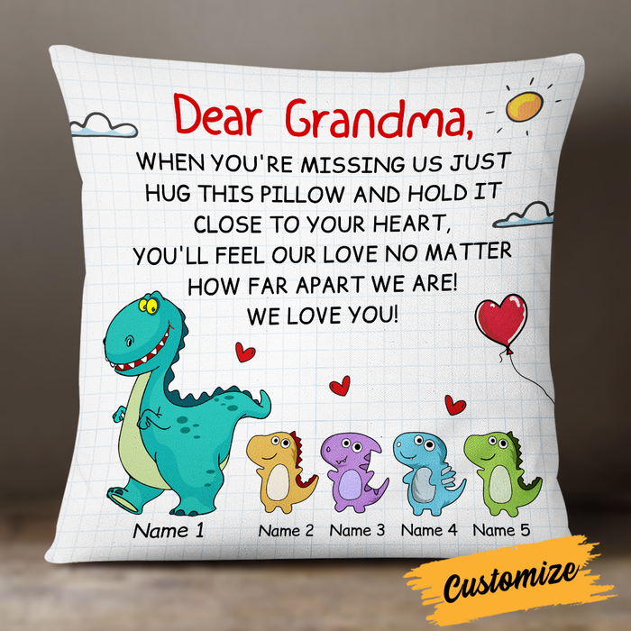 Personalized Love Mom Grandma Dinosaur Pillow JR77 30O24 1
