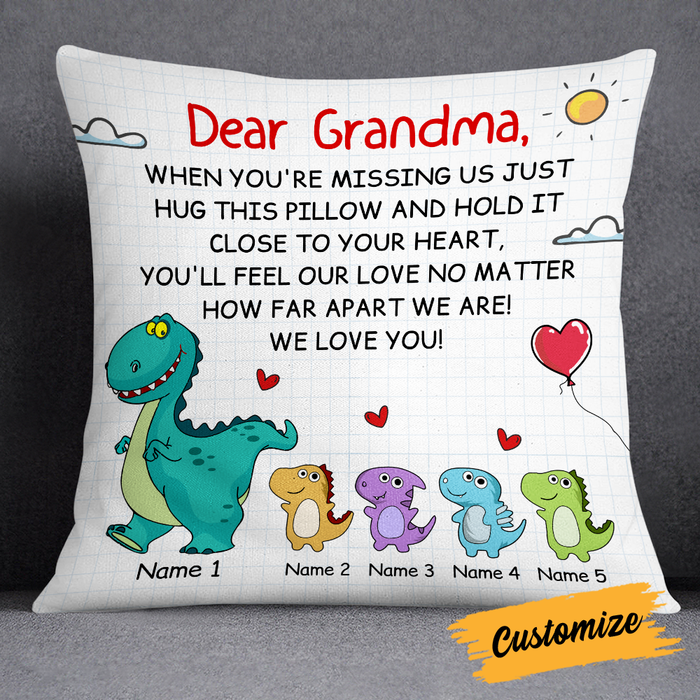 Personalized Love Mom Grandma Dinosaur Pillow JR77 30O24 1