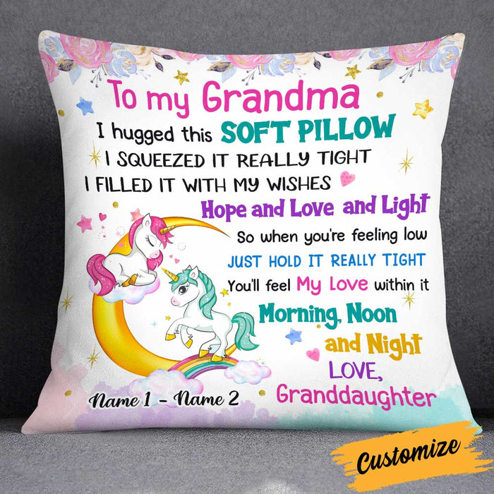 Personalized Love Mom Grandma Unicorn Pillow JR103 26O34 1