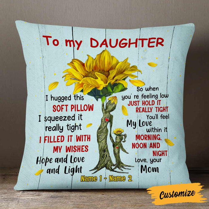 Personalized Sunflower Mom Grandma To Son Grandson Daughter Granddaughter Hug This Pillow JR108 95O57 1