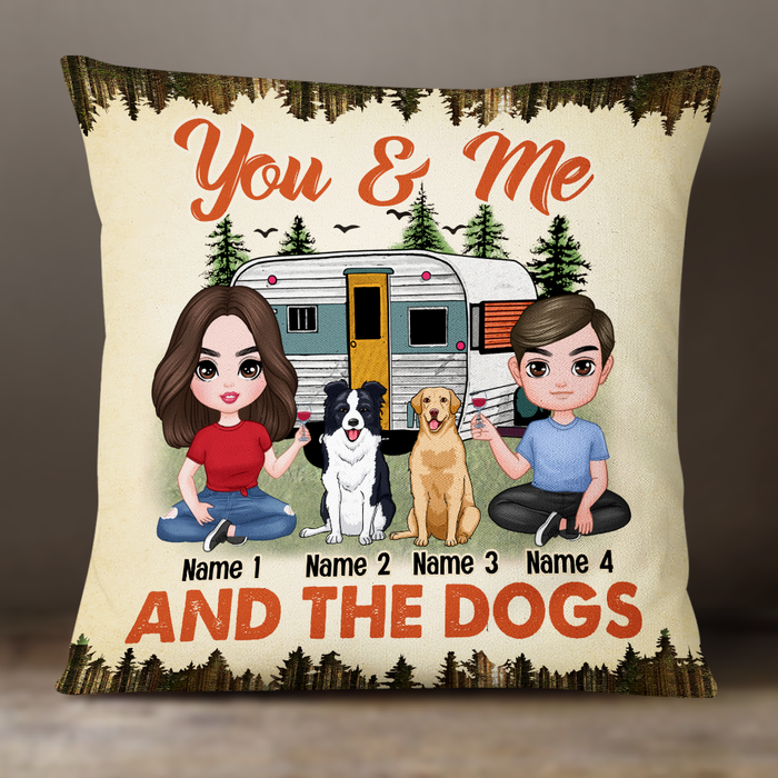 Personalized Couple Camping With Dog Pillow JR103 24O24 1