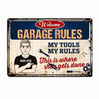Personalized Grandpa Garage Tool Rules Metal Sign JR101 81O58 thumb 1