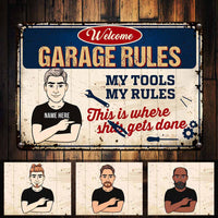 Personalized Grandpa Garage Tool Rules Metal Sign JR101 81O58 thumb 1