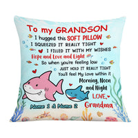 Personalized Shark Grandson Hug This Pillow JR104 95O36 thumb 1
