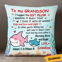 Personalized Shark Grandson Hug This Pillow JR104 95O36 thumb 1