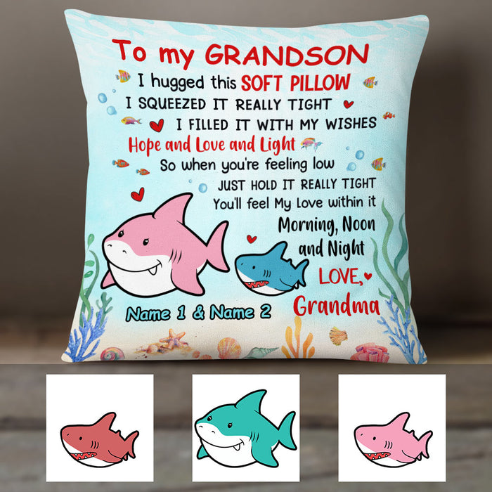 Personalized Gift For Grandson Baby Shark Hug This Pillow 27887 - Famvibe