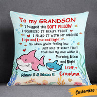 Personalized Shark Grandson Hug This Pillow JR104 95O36 thumb 1