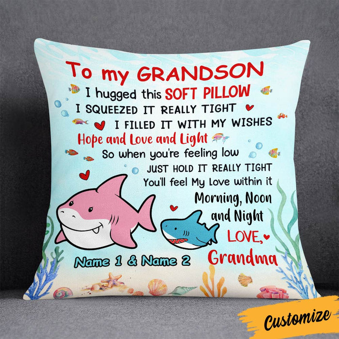 Personalized Gift For Grandson Baby Shark Hug This Pillow 27887 - Famvibe