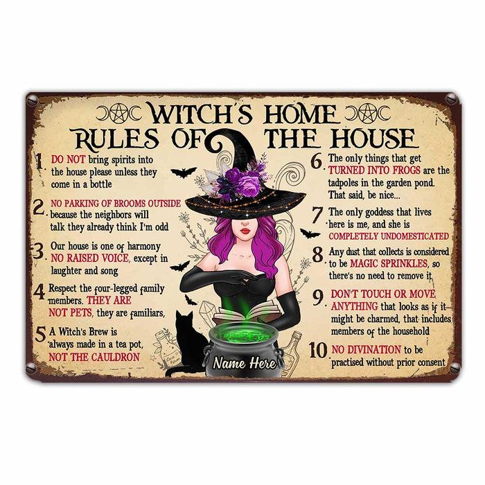 Personalized Witch House Rules Metal Sign JR102 81O34 1