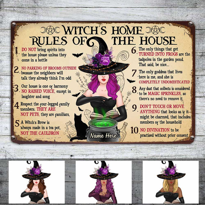 Personalized Witch House Rules Metal Sign JR102 81O34 1