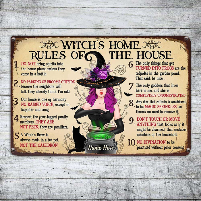 Personalized Witch House Rules Metal Sign JR102 81O34 1