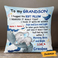 Personalized Elephant Grandma To Grandson Hug This Pillow JR105 95O57 thumb 1