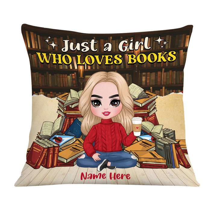 Personalized Just A Girl Who Loves Books Pillow JR113 23O36 1