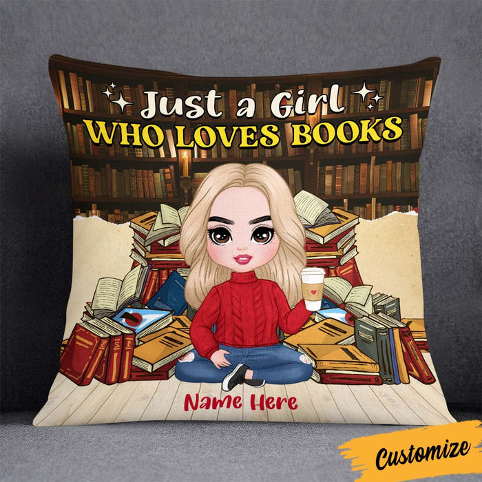 Personalized Just A Girl Who Loves Books Pillow JR113 23O36 1