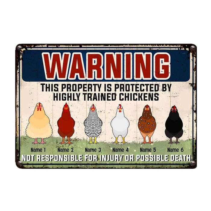Personalized Chicken Property Protected Metal Sign JR101 26O58 1