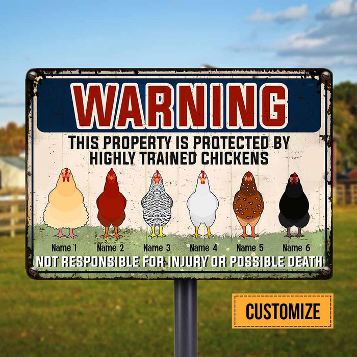Personalized Chicken Property Protected Metal Sign JR101 26O58 1