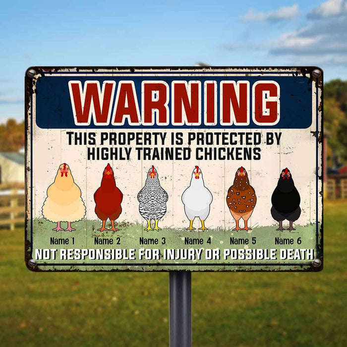Personalized Chicken Property Protected Metal Sign JR101 26O58 1