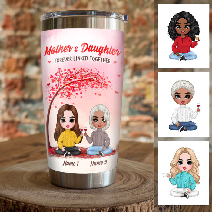 Personalized Family Icon Mother Daughter Forever Linked Together Steel Tumbler DB274 85O25 1