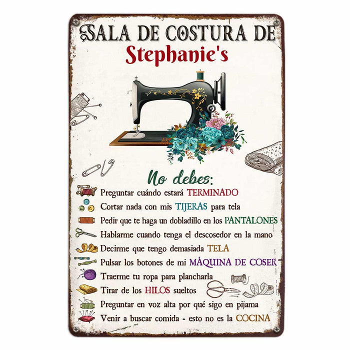 Personalized Sewing Room Rules Spanish Costura Metal Sign JR111 81O47 1