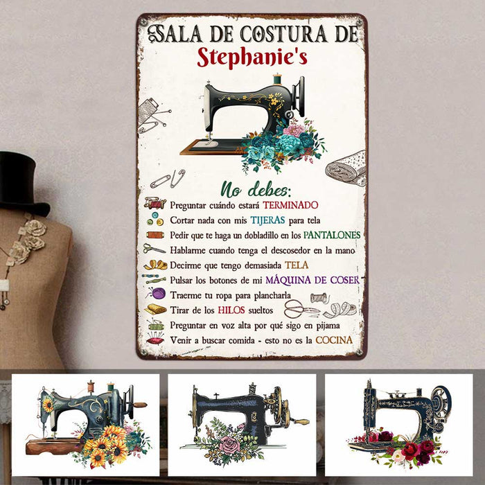 Personalized Sewing Room Rules Spanish Costura Metal Sign JR111 81O47 1