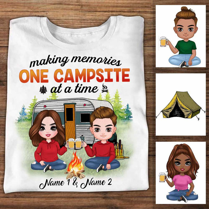 Personalized Camping Campsite Memory Couple T Shirt JR35 24O34 1