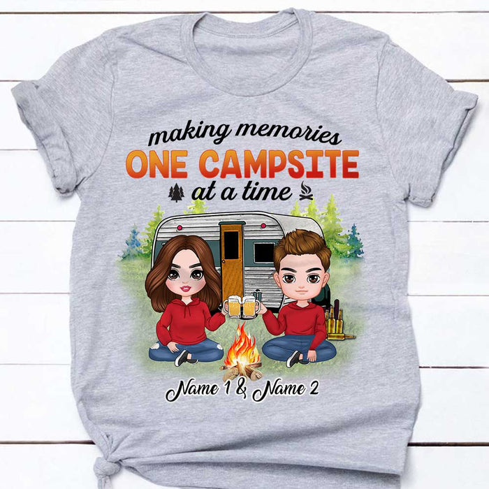 Personalized Camping Campsite Memory Couple T Shirt JR35 24O34 1