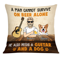 Personalized Guitar Man Dog Beer Pillow JR113 85O24 thumb 1