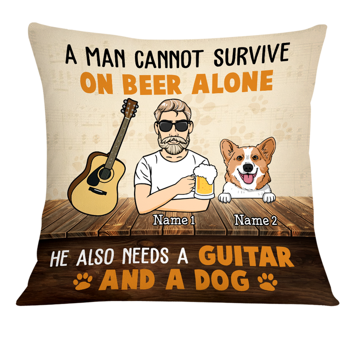Personalized Guitar Man Dog Beer Pillow JR113 85O24 1