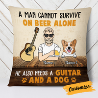 Personalized Guitar Man Dog Beer Pillow JR113 85O24 thumb 1