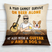Personalized Guitar Man Dog Beer Pillow JR113 85O24 thumb 1