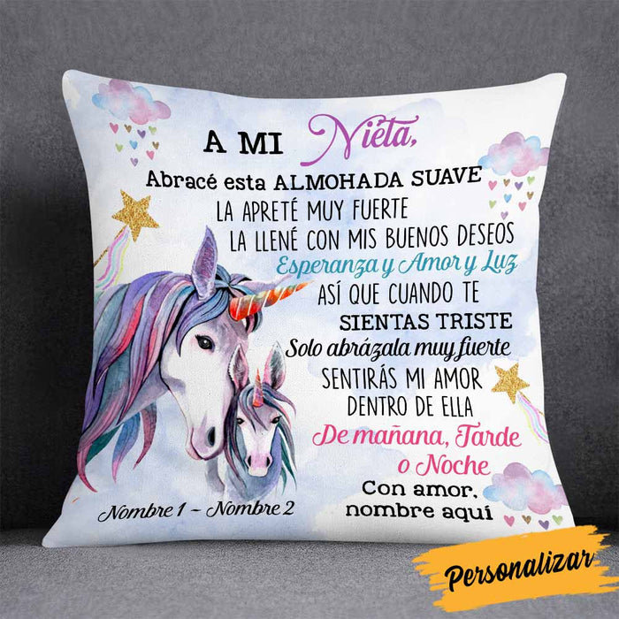 Personalized Mom Grandma Daughter Granddaughter Son Grandson Spanish Mamá Abuela Unicorn Pillow JR114 81O58 1