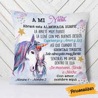 Personalized Mom Grandma Daughter Granddaughter Son Grandson Spanish Mamá Abuela Unicorn Pillow JR114 81O58 thumb 1
