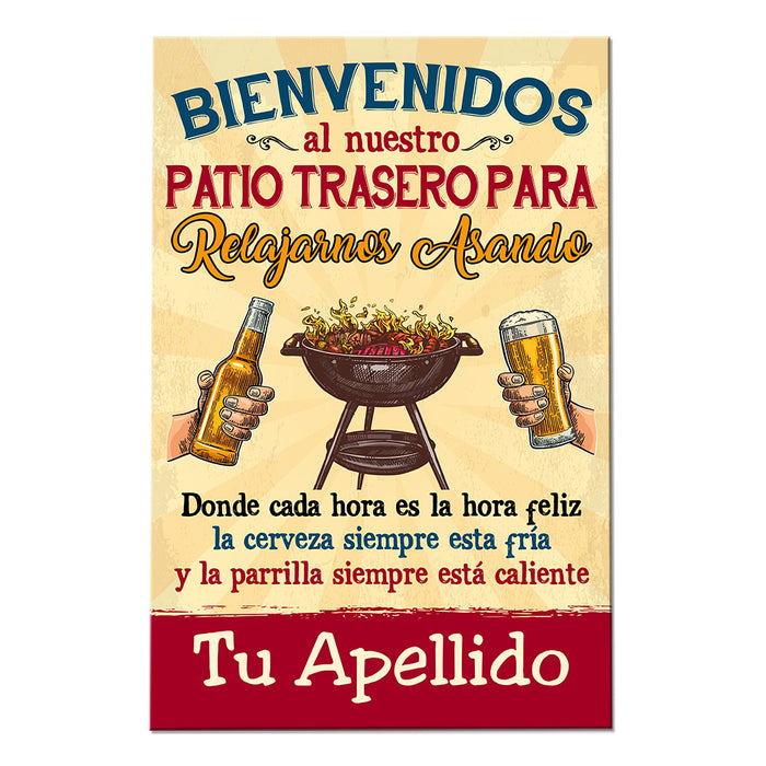 Personalized Family Backyard Chillin & Grillin Spanish Patio Poster DB316 95O53 1