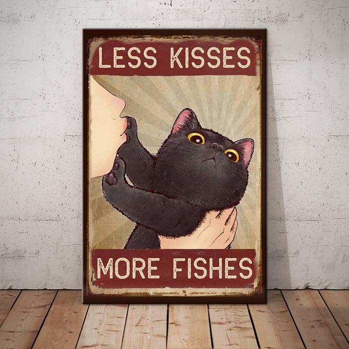 Black Cat Less Kisses More Fishes Canvas MY152 85O58 1