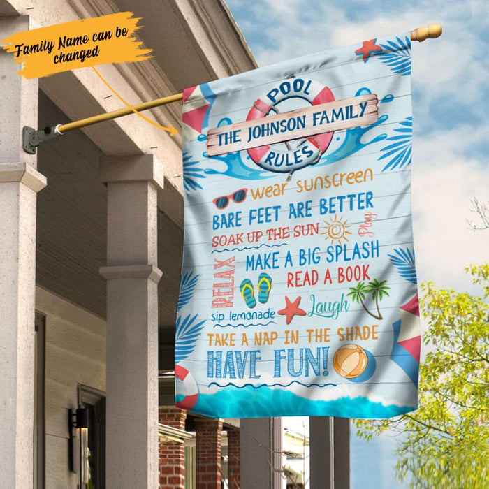 Personalized Pool Rules Family Garden Flag JN231 81O34 1