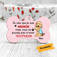 Personalized Dog I Am Cute Chien French Bone Pet Tag AP95 87O58 thumb 1
